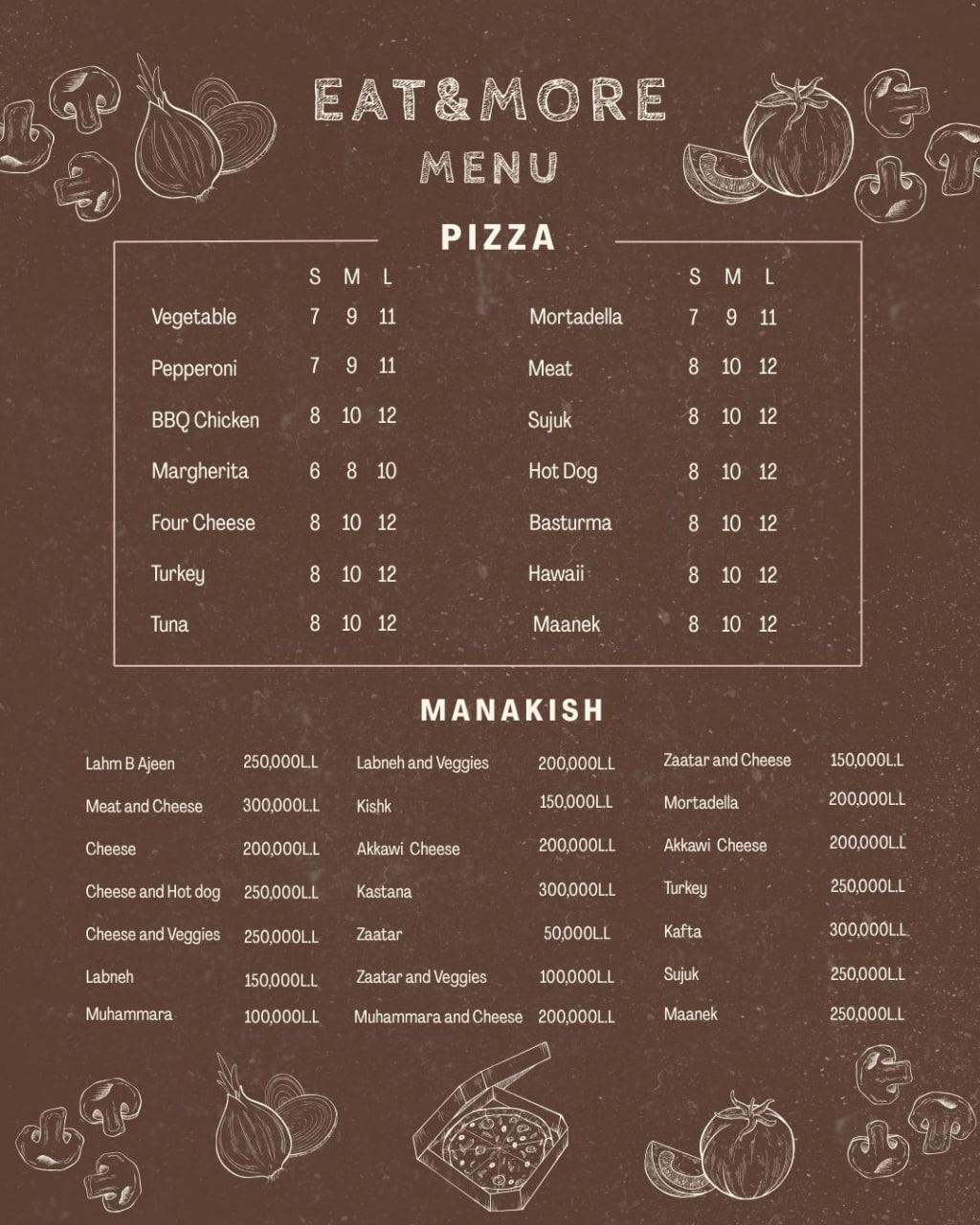 Eat and More restaurant food menu page